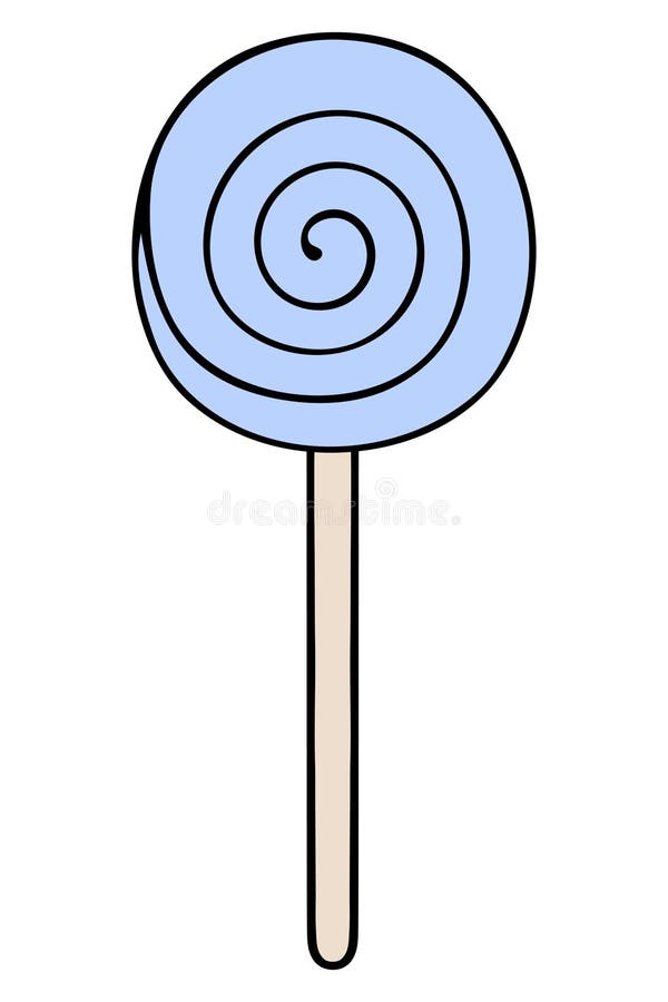 Candy Blue Caramel on a Stick. the Pattern on the Candy is a Swirling