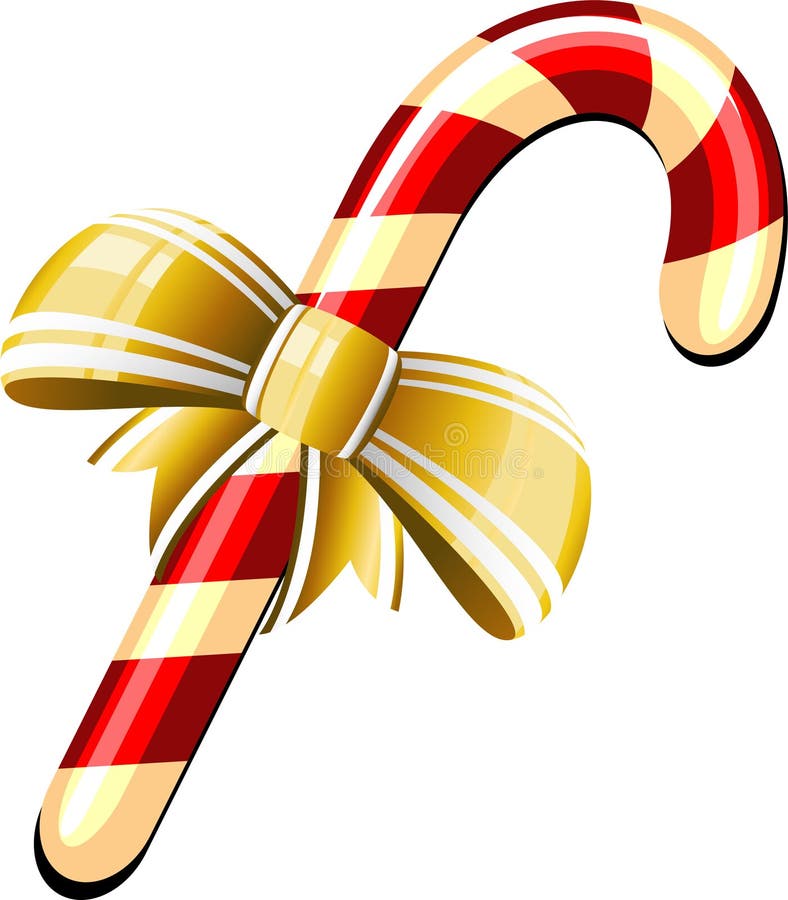 Christmas Candy Cane Decorated With A Bow And Holl Stock Vector