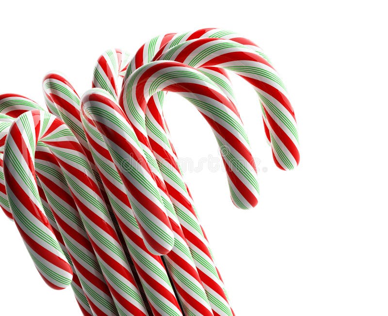 Beautiful candy canes ready for Christmas decoration. Peppermint stripes illustrations