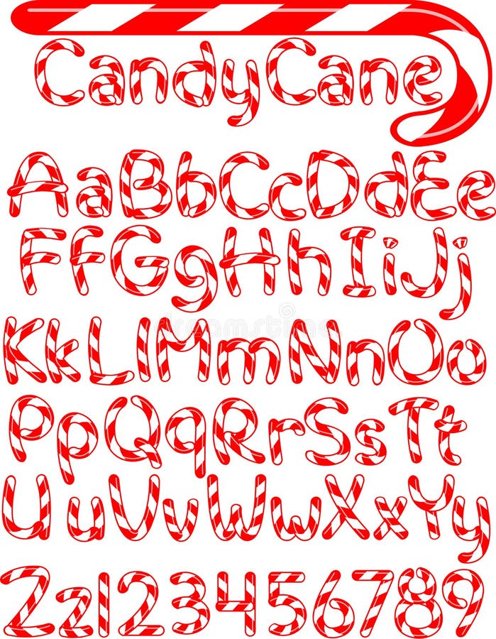Pictórico el alfabeto hecho de blanco rayas dulce Junco piezas.