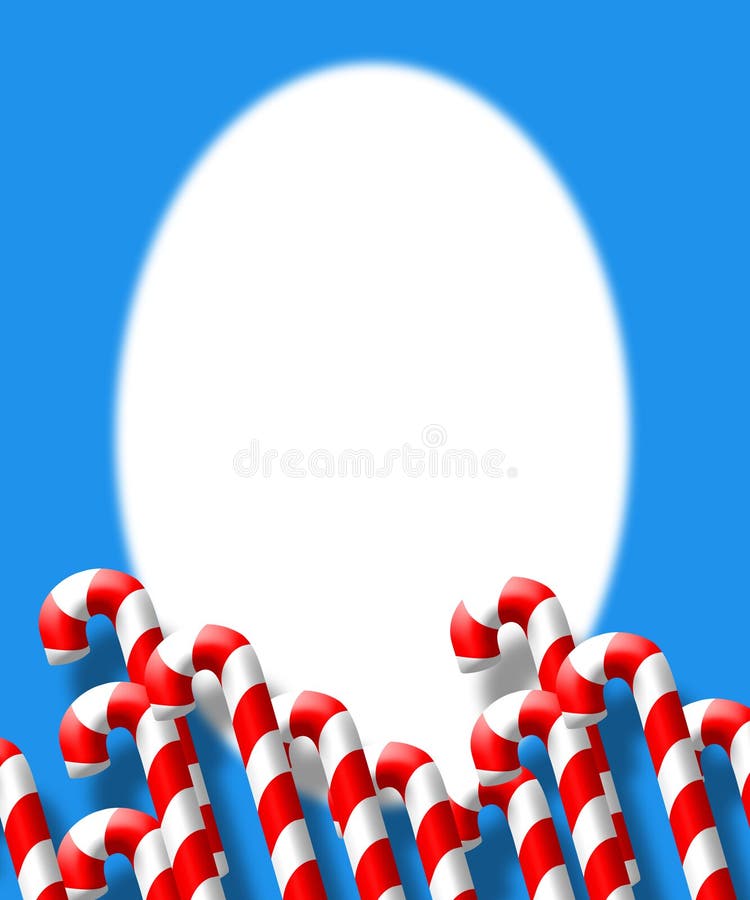 Large digital made candy cane frame. Peppermint stripes illustrations