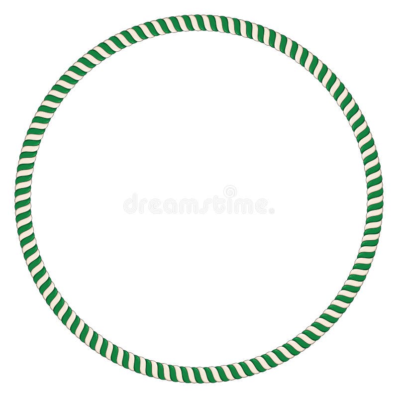 Elegant bright round frame with gold border, painted lines with swirls  Stock Illustration