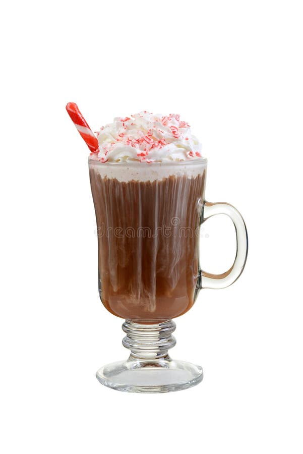 Candy Cane Hot Chocolate with Peppermint Stick Stock Image Image of