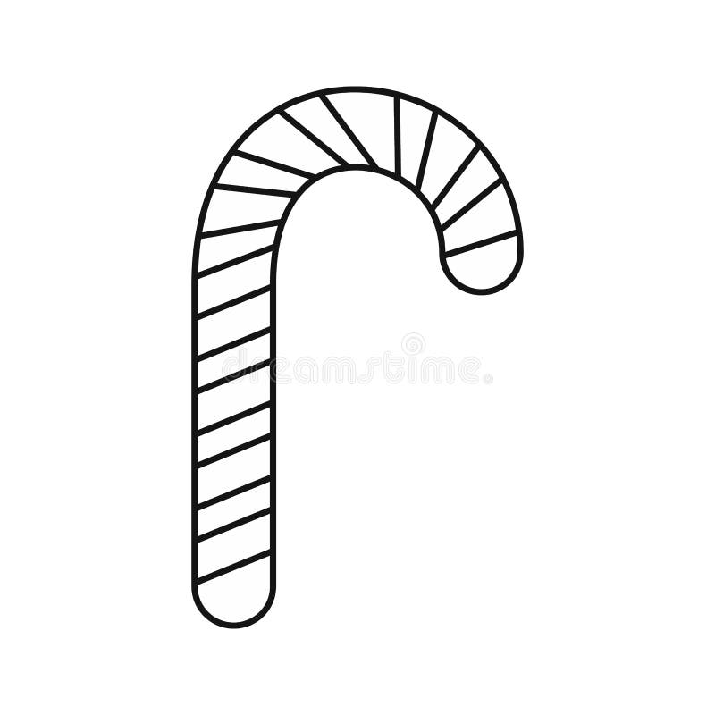 Candy Cane Icon, Outline Style Stock Illustration - Illustration of