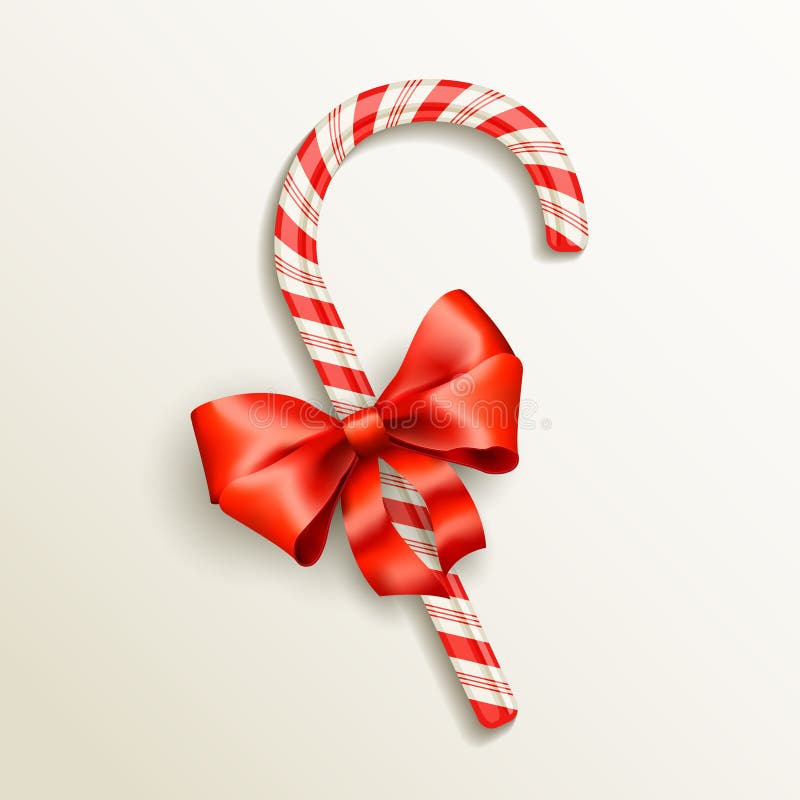Candy cane with red bow stock vector. Illustration of bright 37693555