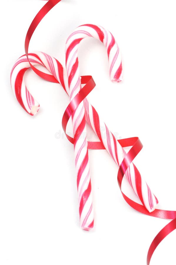 Candy Canes Spell Joy, on White Background; Christmas Stock Image