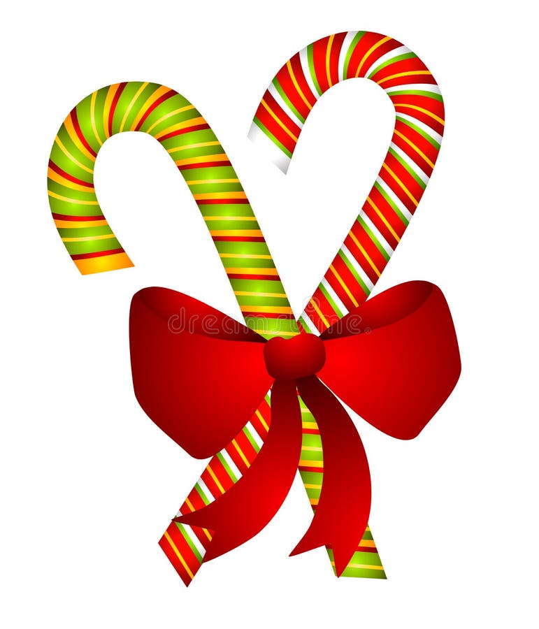 Candy Canes and Bow Isolated Stock Illustration Illustration of