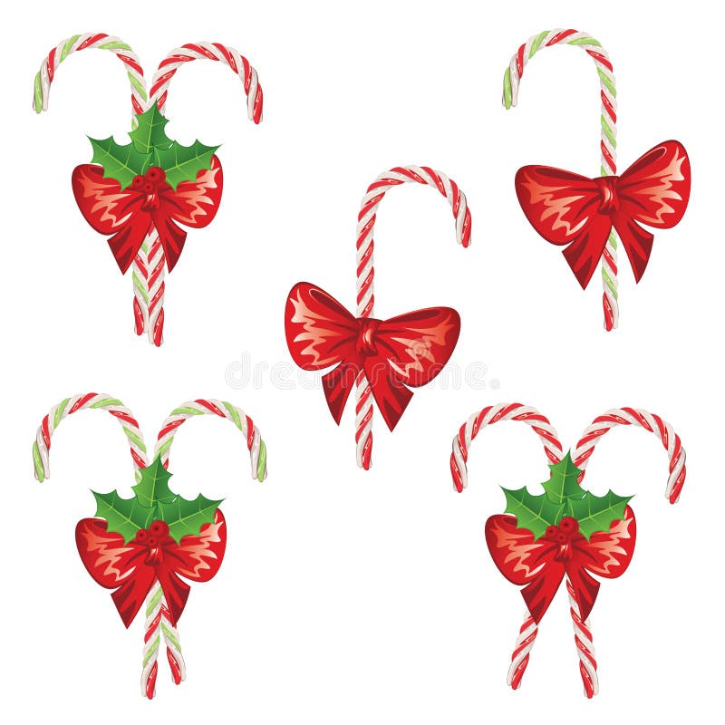 Candy Canes with Bow Set stock illustration. Illustration of clip