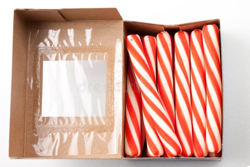 Candy canes in box