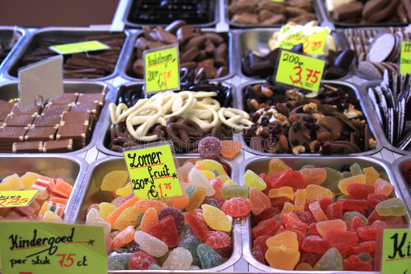Candy and Chocolate Market Stall Stock Photo Image of white, dessert