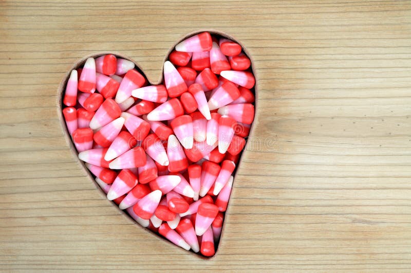 Valentine S Day Candy Corn with Red Heart Stock Photo - Image of food