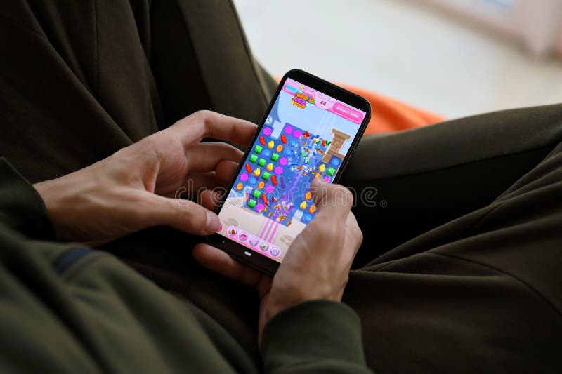 The popular mobile game Candy Crush Saga is seen on the screen of a tablet  in New York Stock Photo - Alamy