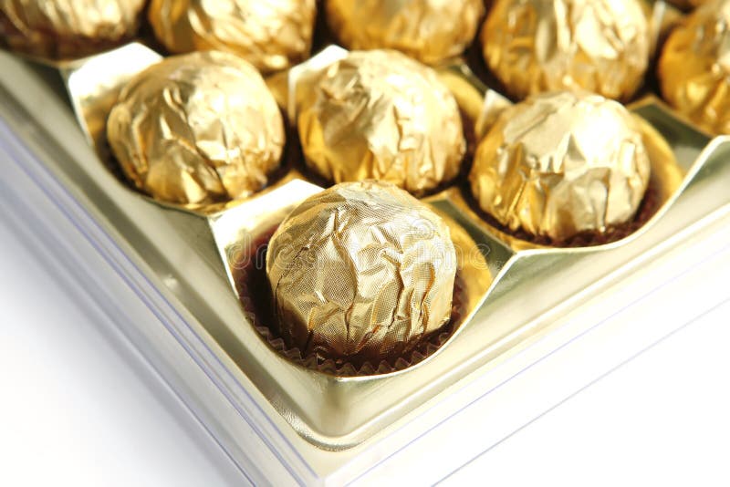 Goldfoil Wrapped Chocolates Stock Image Image of bons, dessert 1688441