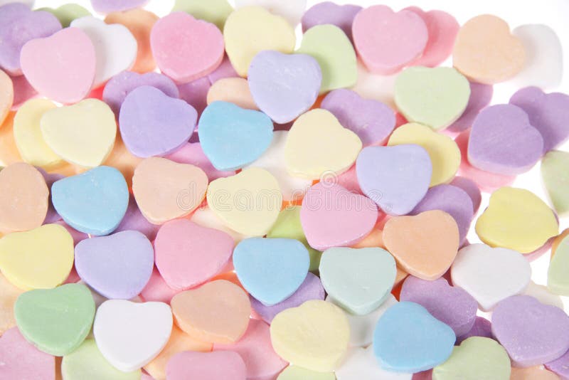 Candy Hearts Pastel on White Background Stock Image Image of hearts