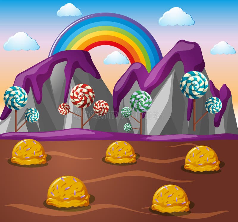 Candy Land with Chocolate River and Lolipop Trees Stock Vector - Illustration of outside, rainbow: 90675205 Candy Land with Chocolate River and Lolipop Trees Stock Vector - Illustration of outside, rainbow: 90675205
