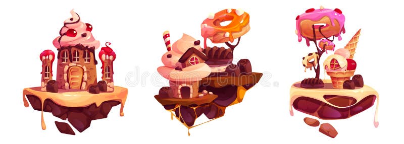 Joc de cărți de teren Insulele plutitoare cu castel royalty free illustration