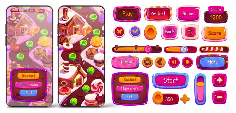 Elemente de proiectare a jocului mobil Candy Land royalty free illustration