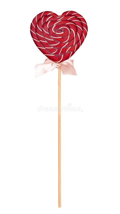 Candy in the shape of a heart, Candy for Valentine`s Day Lollipops on a white background.