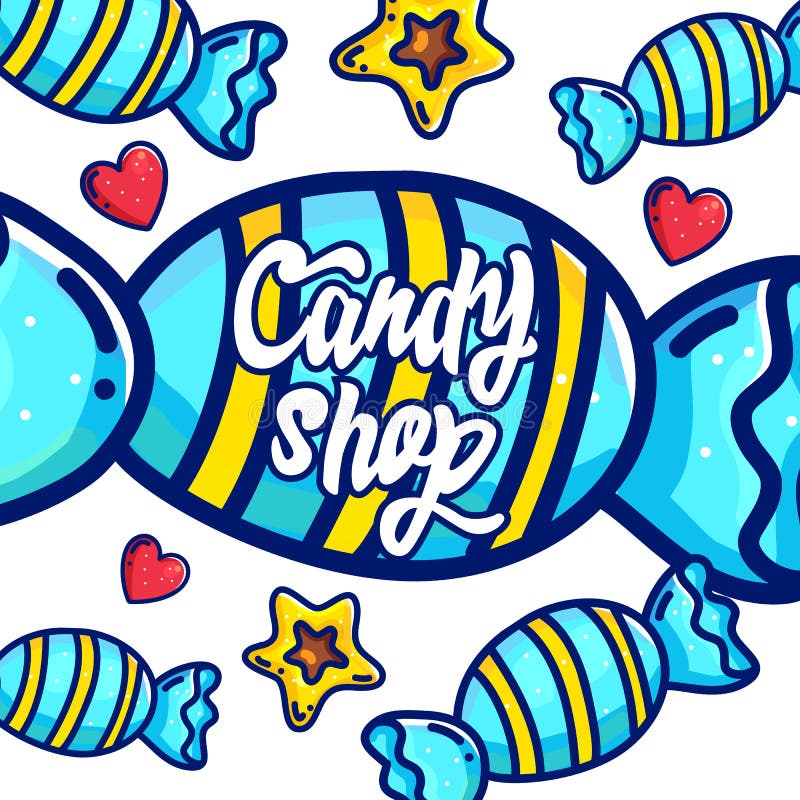 Candy shop hand drawn vector illustration