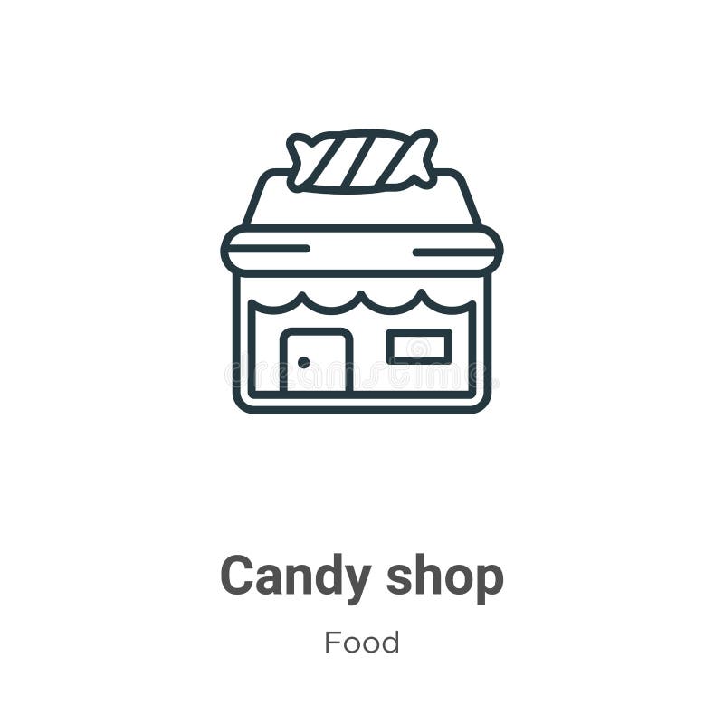 Candy Shop Outline Vector Icon. Thin Line Black Candy Shop Icon, Flat ...
