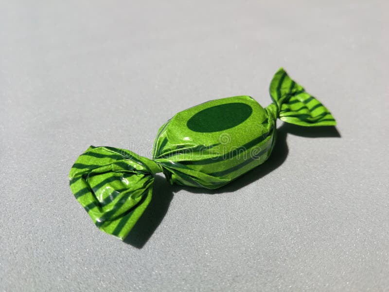 Candy Wrapped in a Plastic Package Which is Printed in Two Shades of