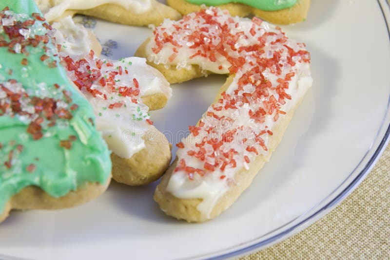 Candycane Iced Sugar Cookie Stock Image Image of dessert, green 7616053