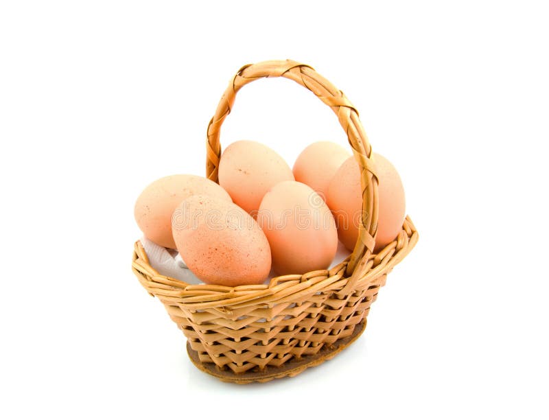 Cane basket with chicken eggs