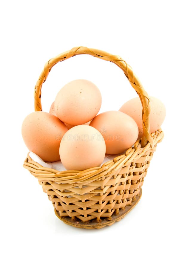 Cane basket with chicken eggs