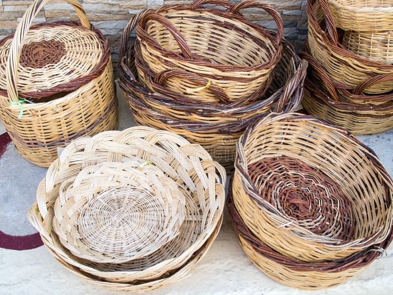 Cane baskets stock image. Image of storage, cane, decorative 60084443
