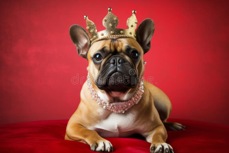 Cane carino che indossa una corona o una tiara. concetto di royalty e di beneficenza. aizione generativa fotografie stock libere da diritti