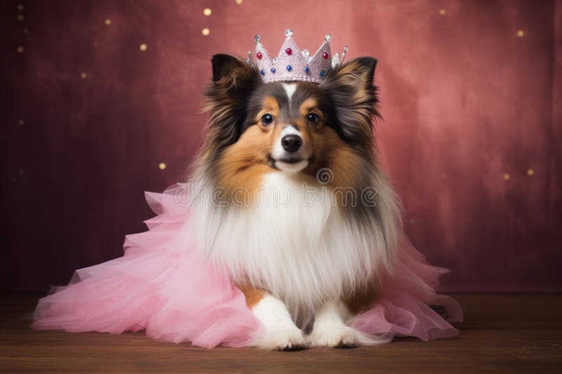 Cane carino che indossa una corona o una tiara. concetto di royalty e di beneficenza. aizione generativa immagini stock libere da diritti