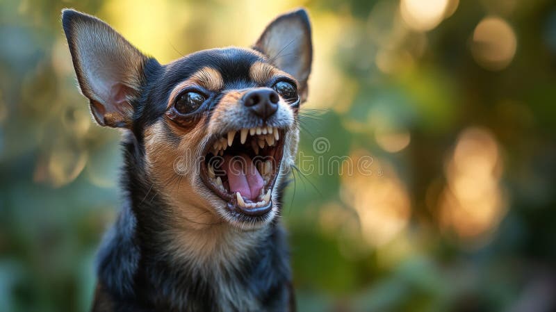 Cane Chihuahua Nero E Marrone Barcone All'Esterno illustrazione di stock