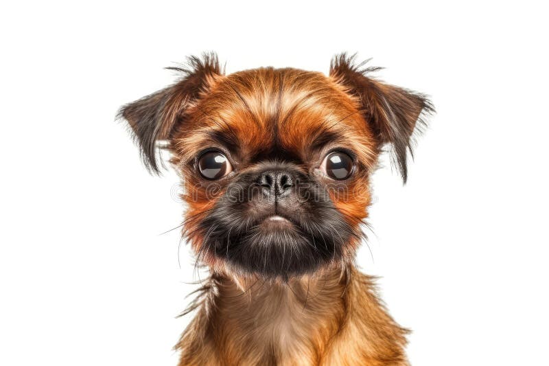 Cane di griffon di bruxelles su sfondo bianco. aizione generativa