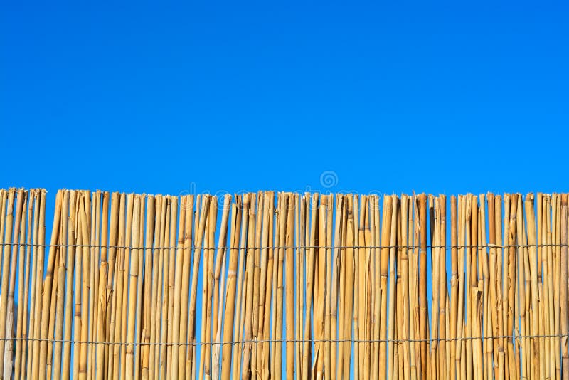 Cane fence with blue sky