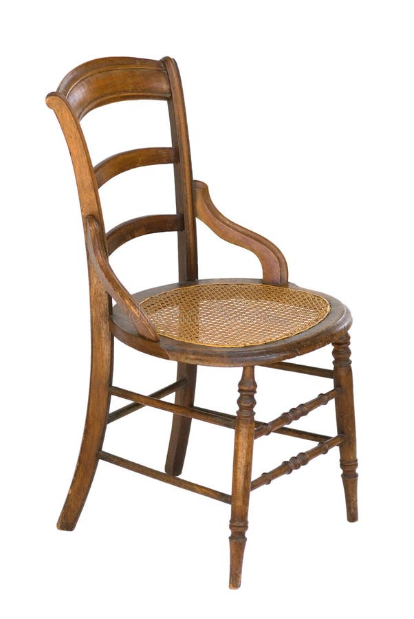 Cane Seat Antique Wood Vintage Chair Isolated Stock Photo