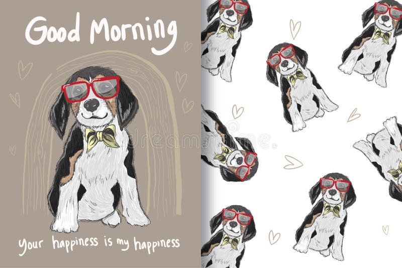 Cane sveglio disegnato a mano con i modelli illustrazione vettoriale Cane sveglio disegnato a mano con i modelli illustrazione vettoriale