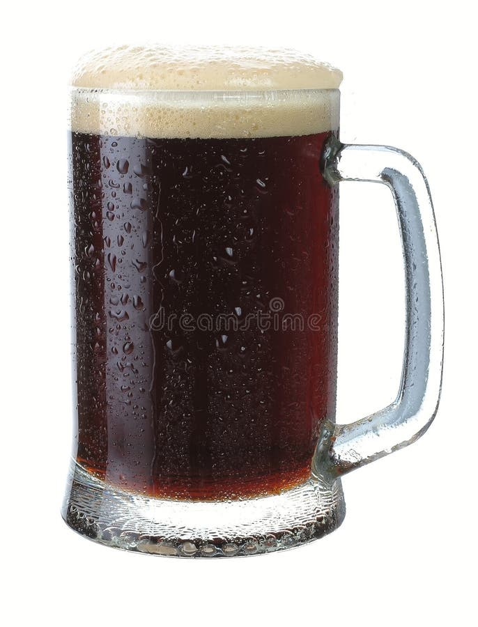 Mug of dark beer on a white background. Mug of dark beer on a white background