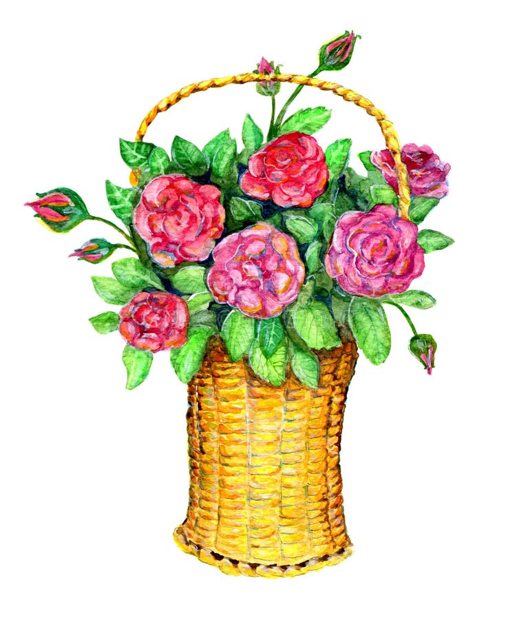 Canestro con le rose rosse illustrazione di stock Canestro con le rose rosse illustrazione di stock