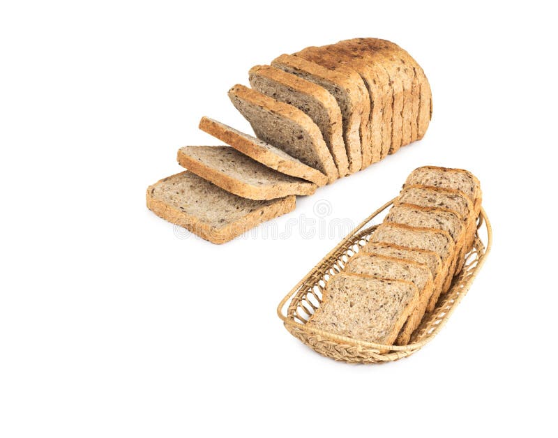 Canestro con pane isolato su bianco fotografia stock Canestro con pane isolato su bianco fotografia stock