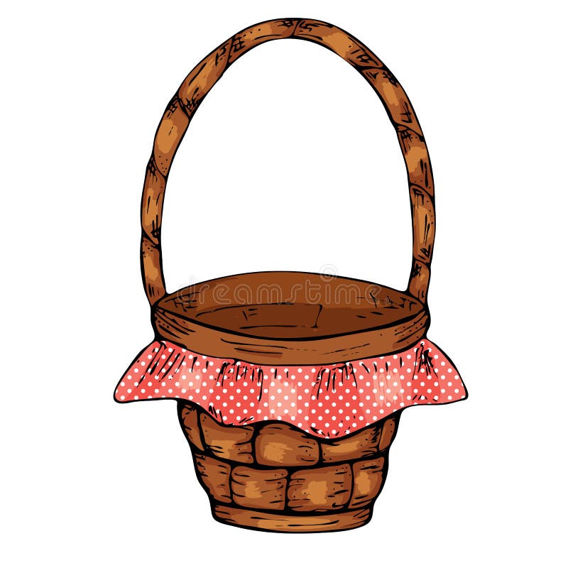 Canestro di picnic isolato su fondo bianco Illustrazione del canestro di bambù vuoto illustrazione vettoriale Canestro di picnic isolato su fondo bianco Illustrazione del canestro di bambù vuoto illustrazione vettoriale