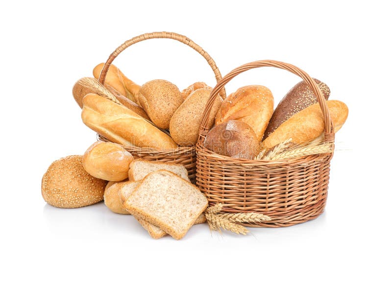 Canestro di vimini con pane fresco fotografia stock libera da diritti Canestro di vimini con pane fresco fotografia stock libera da diritti