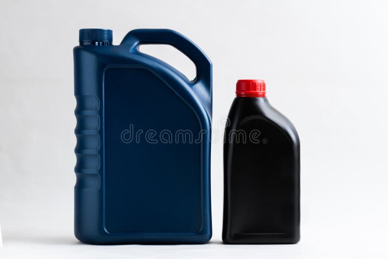 Two Plastic Bottle of Engine Oil Stock Image Image of label