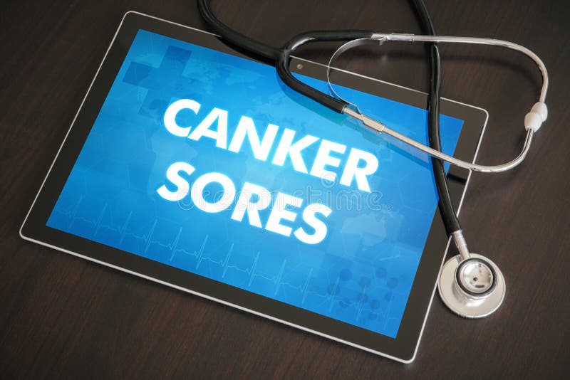 Canker sores (cutaneous disease) diagnosis medical concept on ta