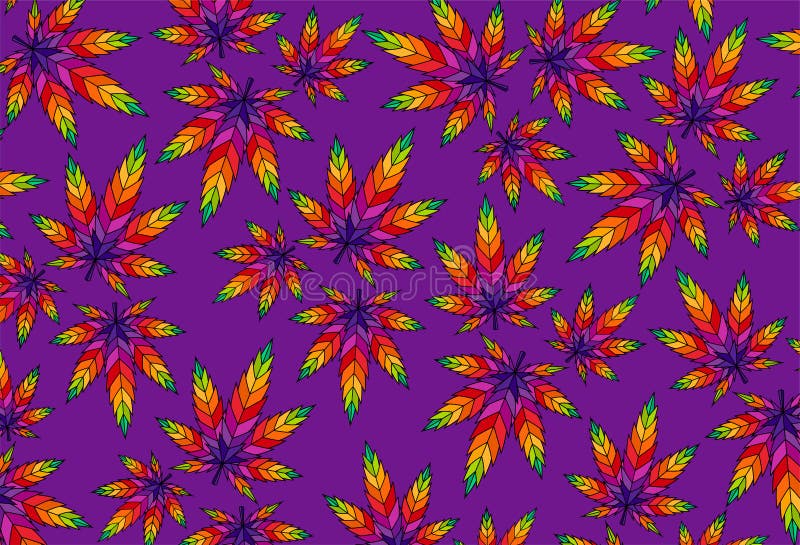 Cannabis spricker ut bakgrund för modellen för ganjaen för illustrationen för marijuanavektorn färgrik stock illustrationer Cannabis spricker ut bakgrund för modellen för ganjaen för illustrationen för marijuanavektorn färgrik stock illustrationer