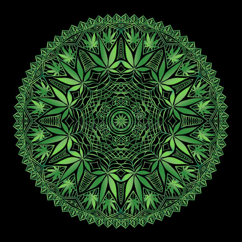 Download CannabisMarijiana Invecklad Mandala Vektor Illustrationer ...