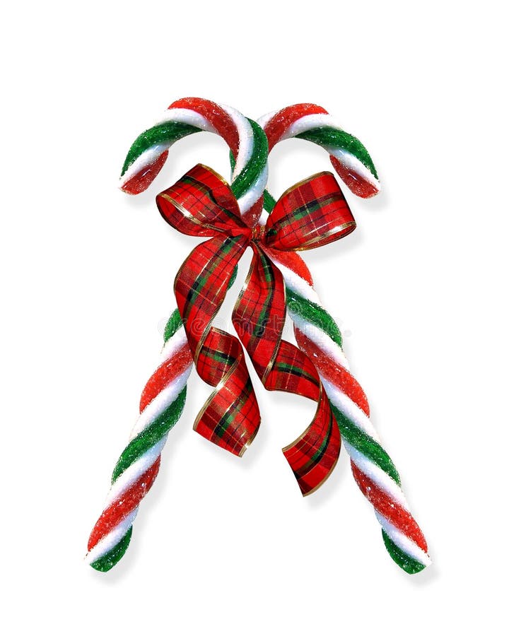 Canne di caramella di natale con i nastri royalty illustrazione gratis Canne di caramella di natale con i nastri royalty illustrazione gratis