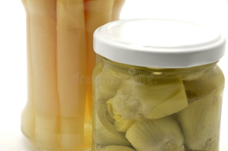 Canned Artichokes and Asparagus Stock Image Image of crops, seasoning