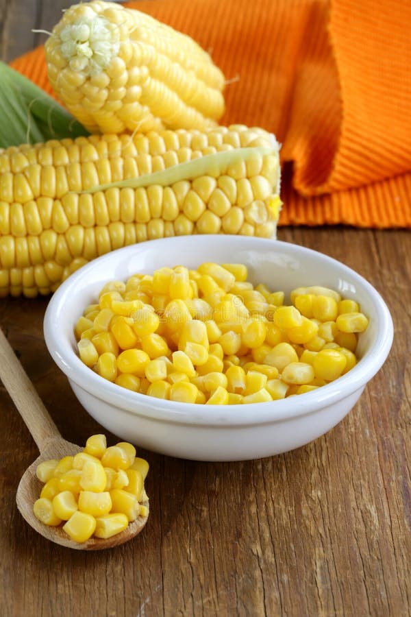 Canned corn in a bowl stock image. Image of cereal, sweetcorn 33556333