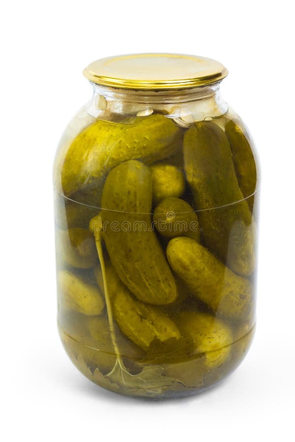 Canned cucumber in a glass jar