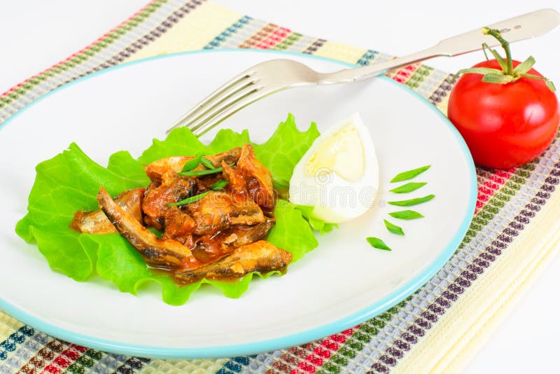Canned Fish with Eggs on Lettuce Stock Photo Image of healthy, macro